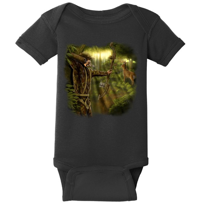 Wildlife Deer Bow Hunter Baby Bodysuit