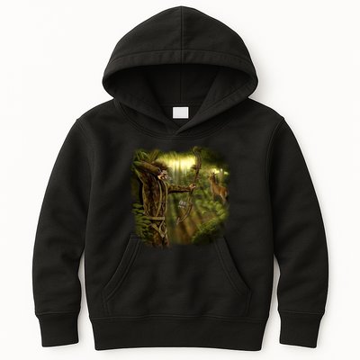 Wildlife Deer Bow Hunter Kids Hoodie
