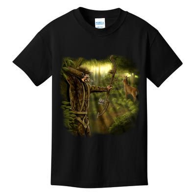 Wildlife Deer Bow Hunter Kids T-Shirt