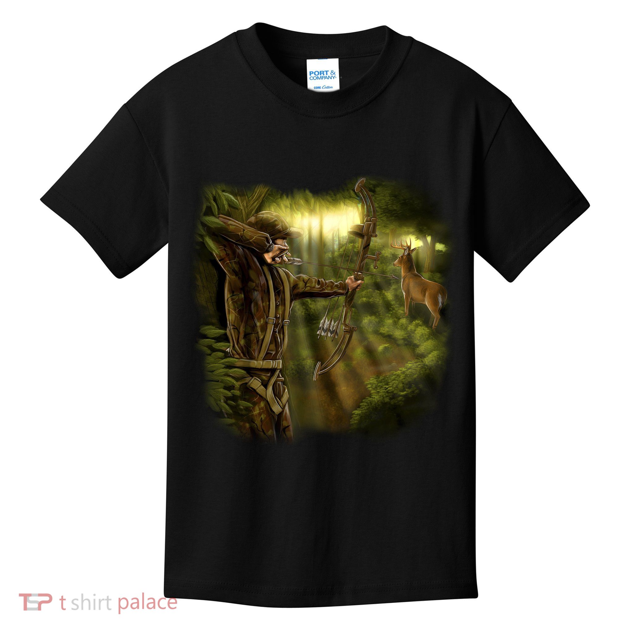 Wildlife Deer Bow Hunter Kids T-Shirt