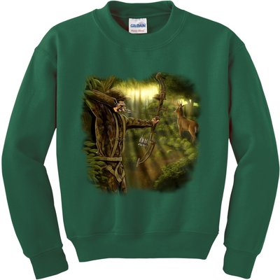 Wildlife Deer Bow Hunter Kids Sweatshirt