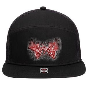 Wildlife Deer Fighting Bucks 7 Panel Mesh Trucker Snapback Hat