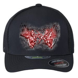 Wildlife Deer Fighting Bucks Flexfit Unipanel Trucker Cap