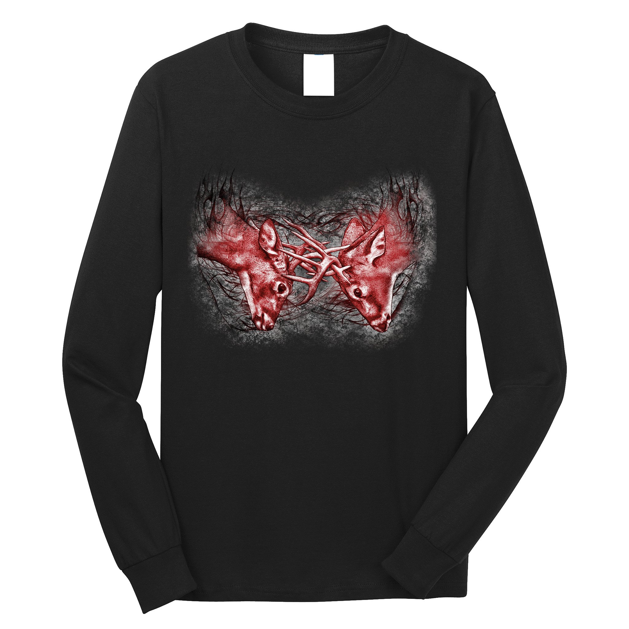 Wildlife Deer Fighting Bucks Long Sleeve Shirt