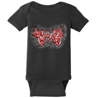 Wildlife Deer Fighting Bucks Baby Bodysuit