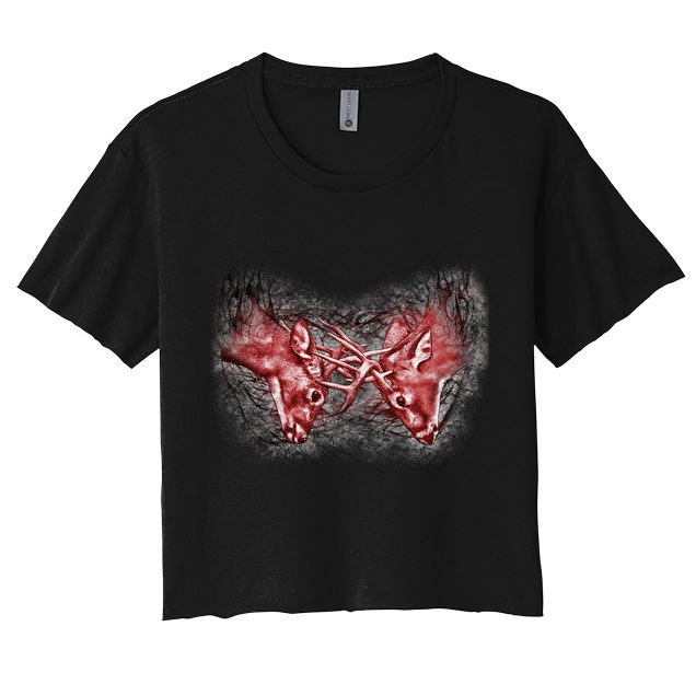 Wildlife Deer Fighting Bucks Crop Top