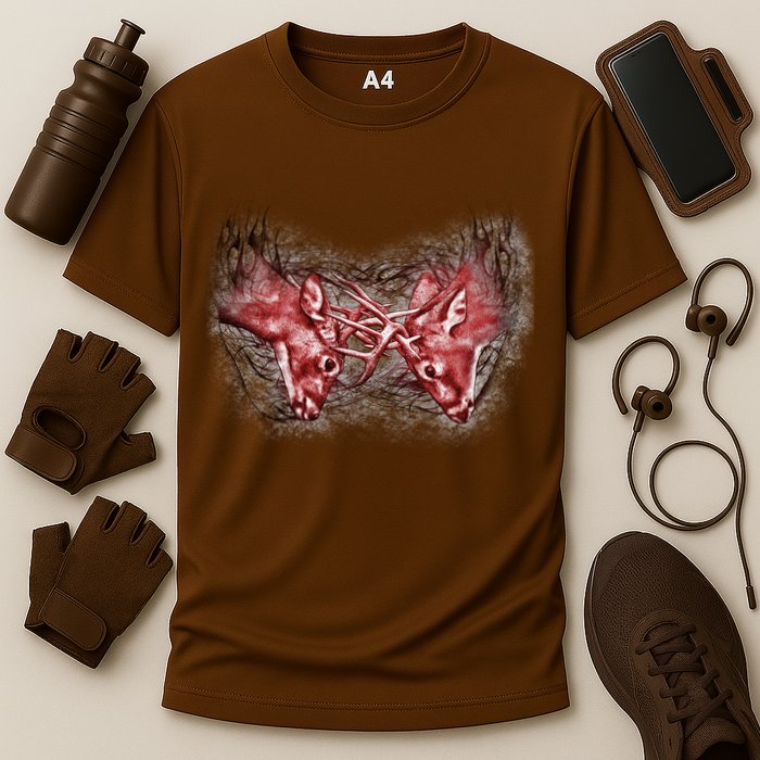Wildlife Deer Fighting Bucks Cooling Performance Crew T-Shirt
