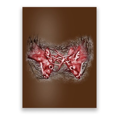 Wildlife Deer Fighting Bucks Poster