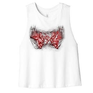 Wildlife Deer Fighting Bucks Women's Racerback Cropped Tank