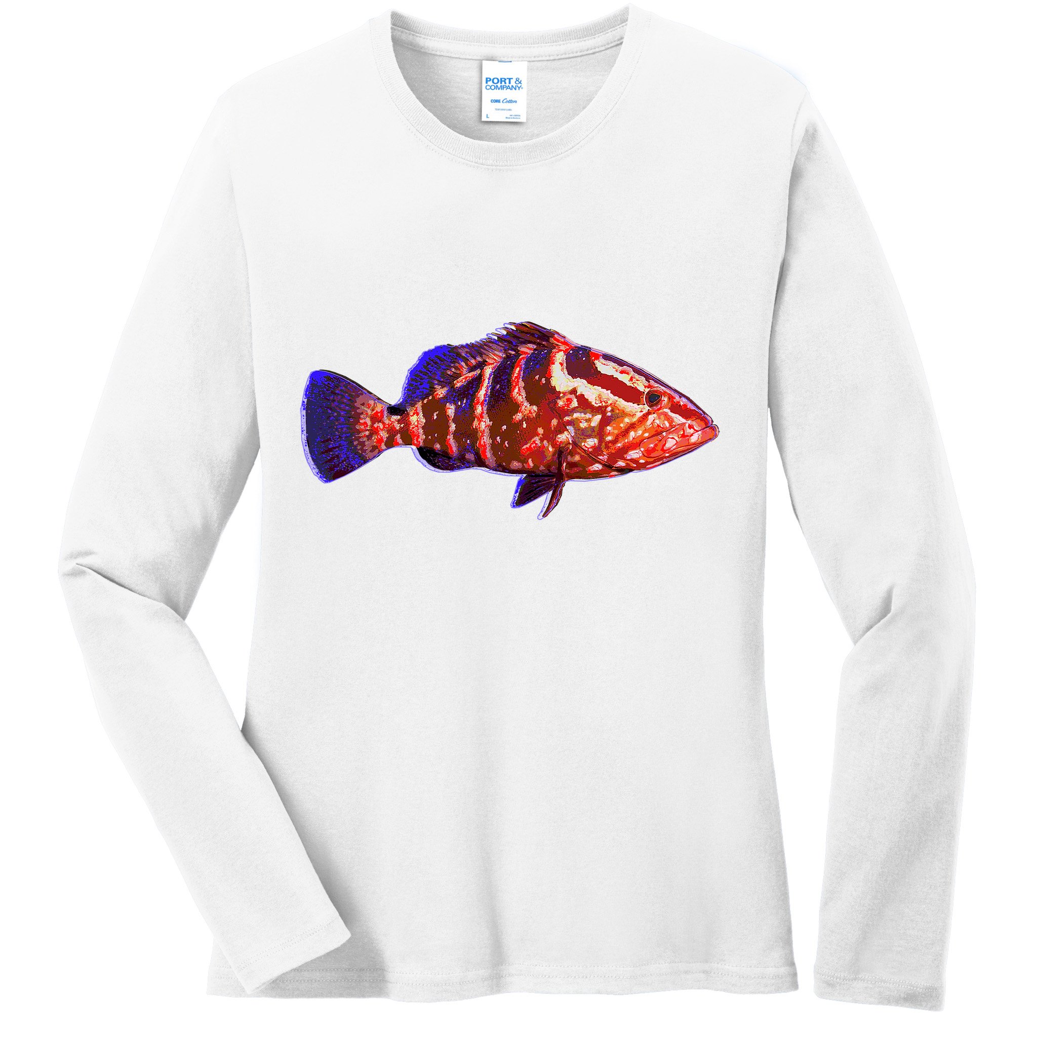 Wildlife Funky Grouper Ladies Long Sleeve Shirt
