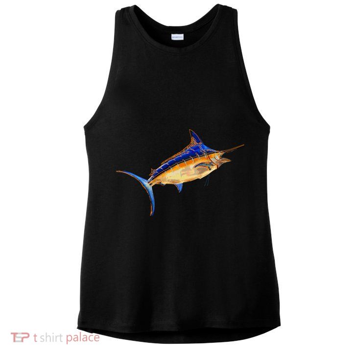 Wildlife Funky Swordfish Ladies PosiCharge Tri-Blend Wicking Tank