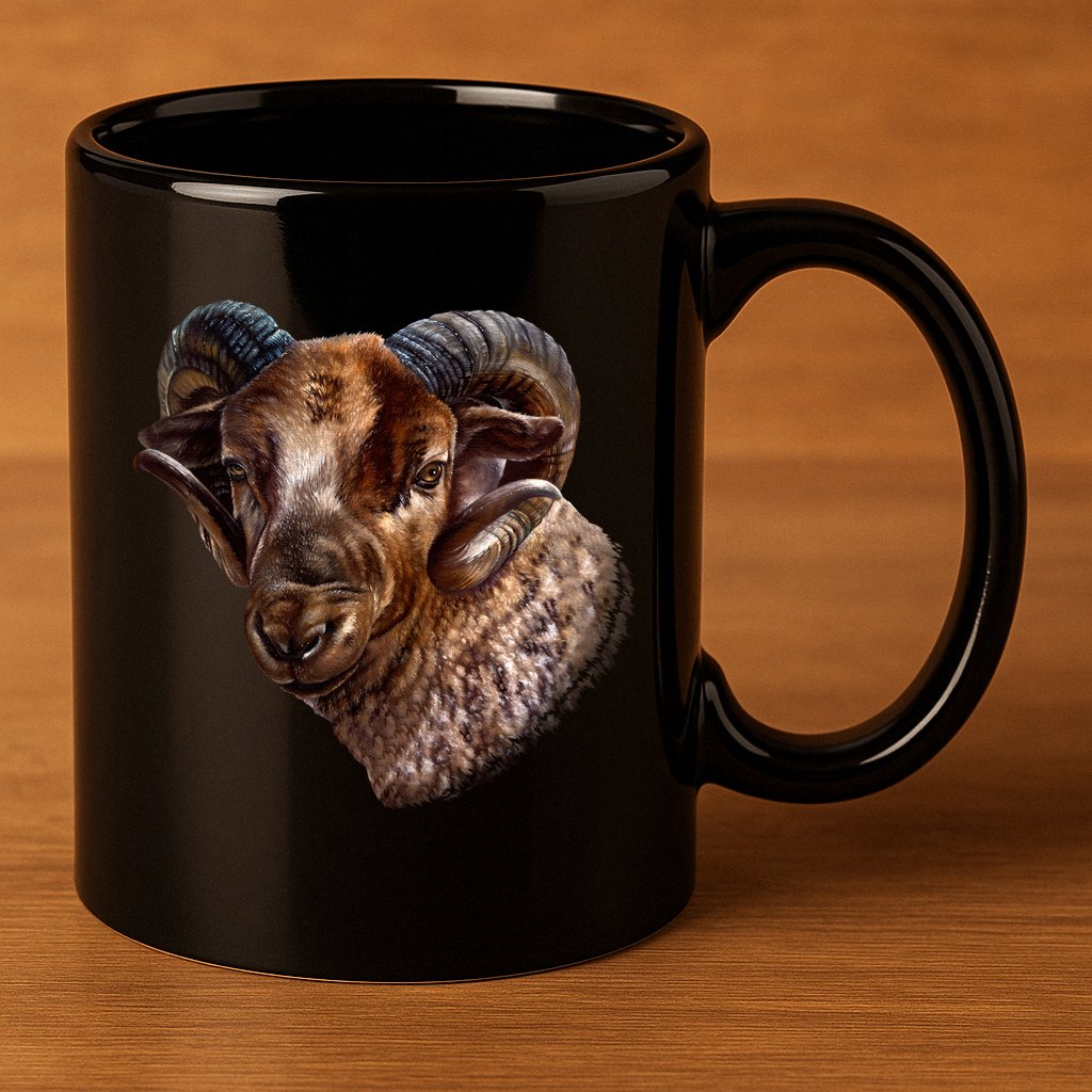 Wildlife Ram Stare 11oz C Handle Ceramic Mug