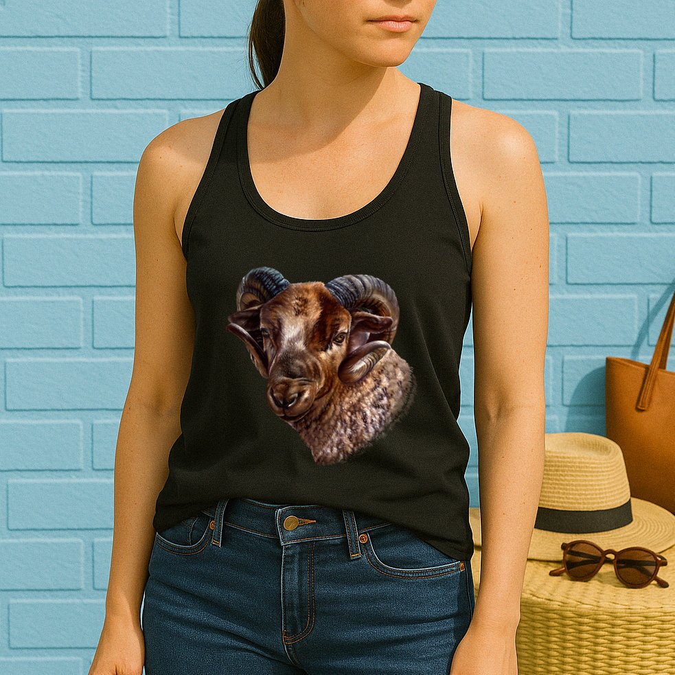 Wildlife Ram Stare Womens Tank Top