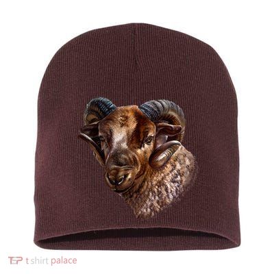 Wildlife Ram Stare Short Acrylic Beanie