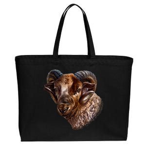 Wildlife Ram Stare Cotton Canvas Jumbo Tote