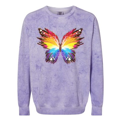 Wildly Painted Rainbow Butterfly Colorblast Crewneck Sweatshirt