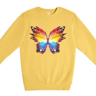 Wildly Painted Rainbow Butterfly Premium Crewneck Sweatshirt