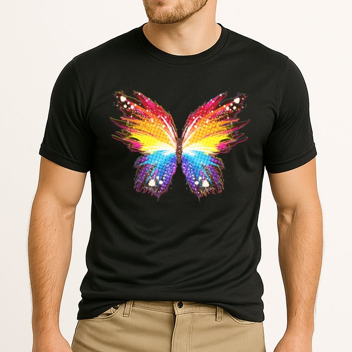 Wildly Painted Rainbow Butterfly Cooling Performance Crew T-Shirt