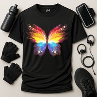 Wildly Painted Rainbow Butterfly Cooling Performance Crew T-Shirt