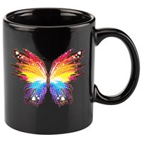 Wildly Painted Rainbow Butterfly 11oz C Handle Ceramic Mug