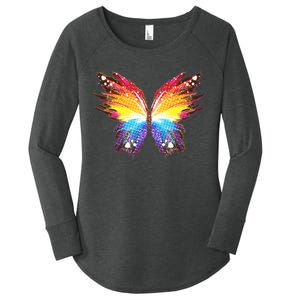 Wildly Painted Rainbow Butterfly Women's Perfect Tri Tunic Long Sleeve Shirt