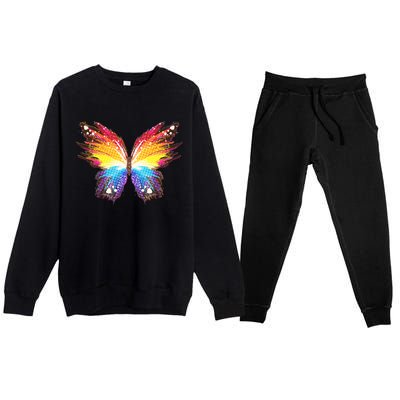 Wildly Painted Rainbow Butterfly Premium Crewneck Sweatsuit Set