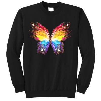 Wildly Painted Rainbow Butterfly Tall Sweatshirt