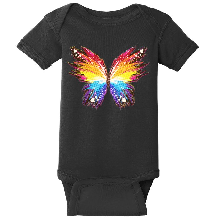 Wildly Painted Rainbow Butterfly Baby Bodysuit
