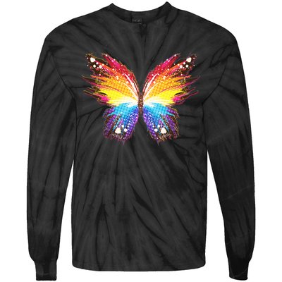 Wildly Painted Rainbow Butterfly Tie-Dye Long Sleeve Shirt