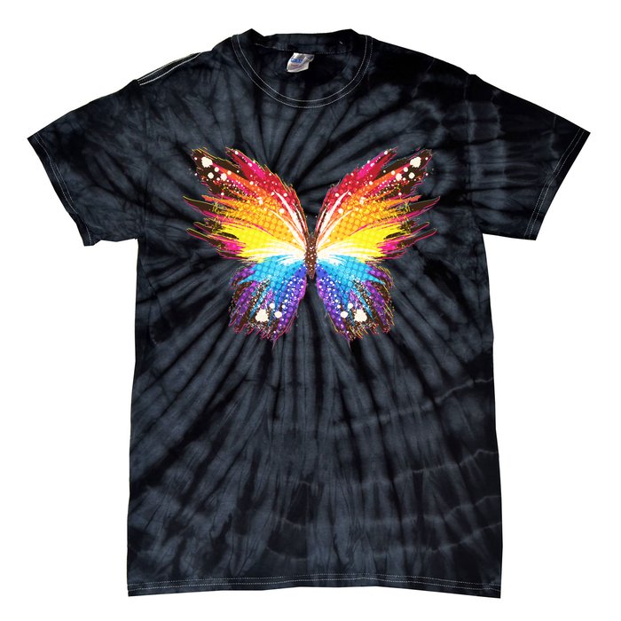 Wildly Painted Rainbow Butterfly Tie-Dye T-Shirt