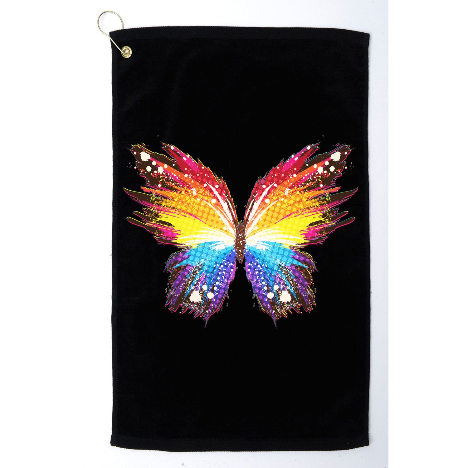 Wildly Painted Rainbow Butterfly Golf Towel