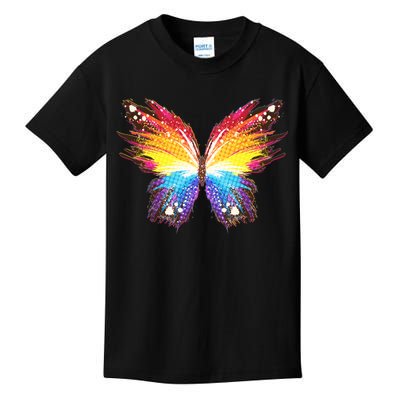 Wildly Painted Rainbow Butterfly Kids T-Shirt