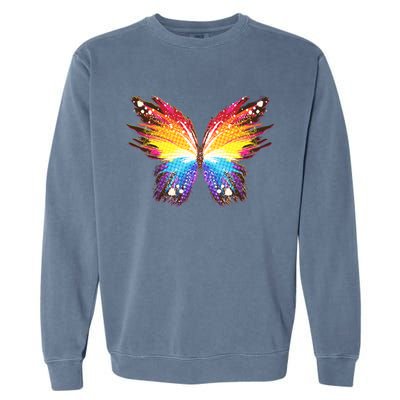 Wildly Painted Rainbow Butterfly Garment-Dyed Sweatshirt