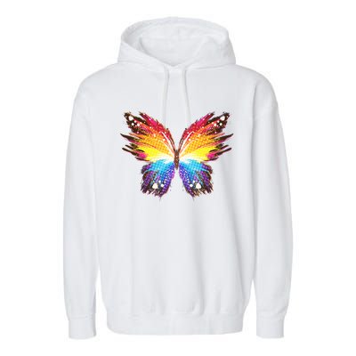 Wildly Painted Rainbow Butterfly Garment-Dyed Fleece Hoodie