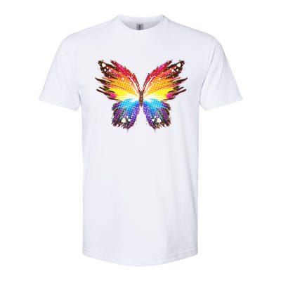 Wildly Painted Rainbow Butterfly Softstyle CVC T-Shirt