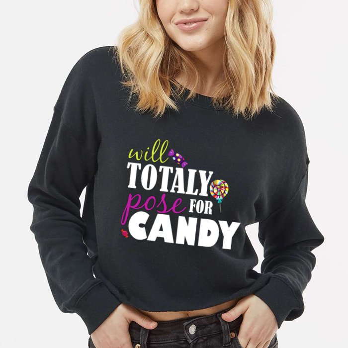 Will Totally Pose For Candy Cropped Pullover Crew