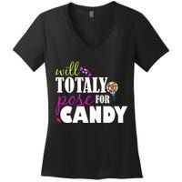 Will Totally Pose For Candy Women's V-Neck T-Shirt