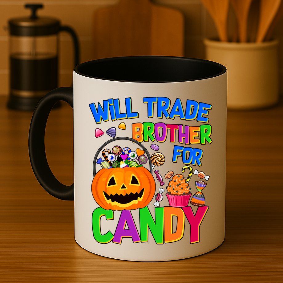 Will Trade Brother For Candy Funny Halloween Mug