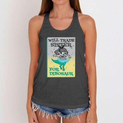 Will Trade Sister For Dinosaur Women's Knotted Racerback Tank