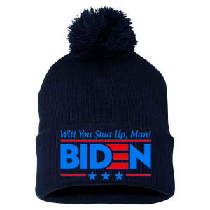 Will You Shut Up Man Biden 2020 Election Debate Quote Pom Pom 12in Knit Beanie