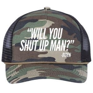 Will You Shut Up Man Biden Trump Debate Retro Rope Trucker Hat Cap