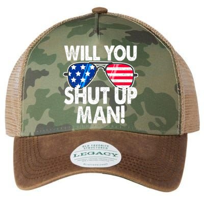 Will You Shut Up Man Biden Vs Trump Flag Sunglasses Legacy Tie Dye Trucker Hat