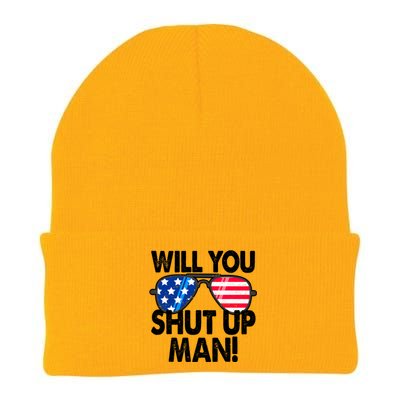 Will You Shut Up Man Biden Vs Trump Flag Sunglasses Knit Cap Winter Beanie