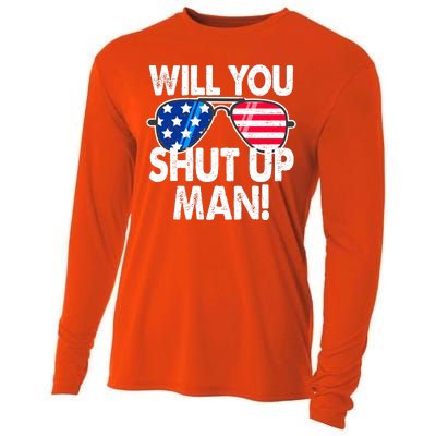 Will You Shut Up Man Biden Vs Trump Flag Sunglasses Cooling Performance Long Sleeve Crew