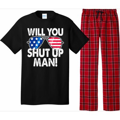 Will You Shut Up Man Biden Vs Trump Flag Sunglasses Pajama Set