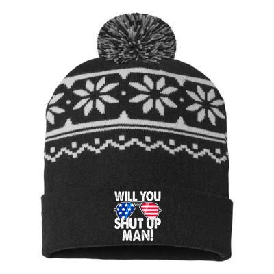 Will You Shut Up Man Biden Vs Trump Flag Sunglasses USA-Made Snowflake Beanie