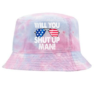 Will You Shut Up Man Biden Vs Trump Flag Sunglasses Tie-Dyed Bucket Hat