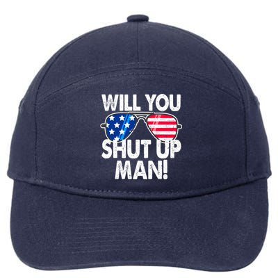 Will You Shut Up Man Biden Vs Trump Flag Sunglasses 7-Panel Snapback Hat