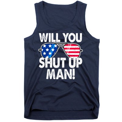 Will You Shut Up Man Biden Vs Trump Flag Sunglasses Tank Top