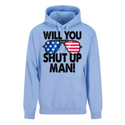 Will You Shut Up Man Biden Vs Trump Flag Sunglasses Unisex Surf Hoodie